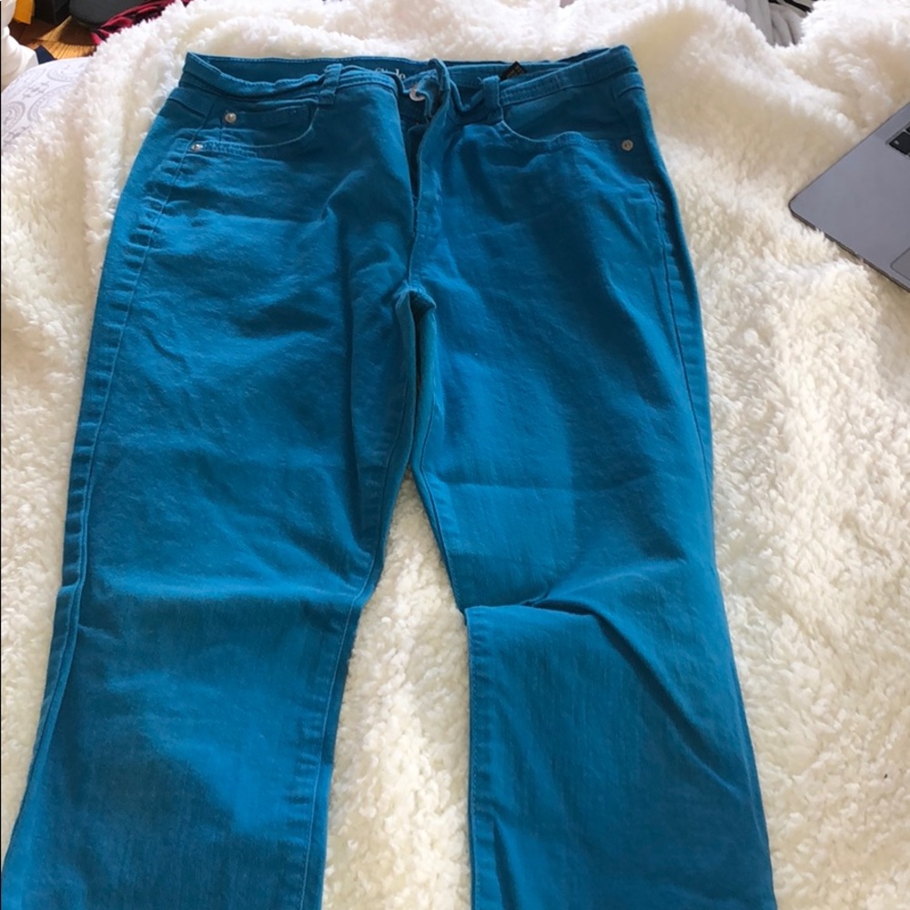 Blue cute petite wide bottom jeans